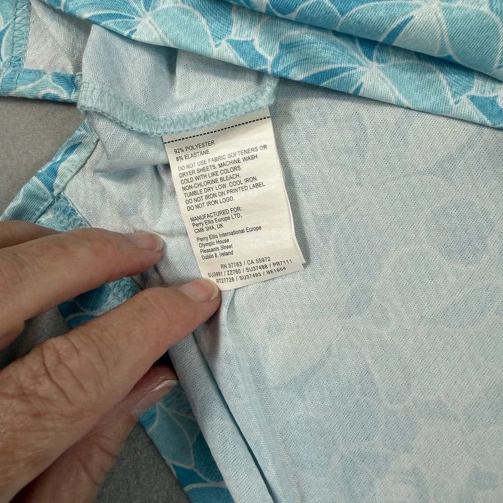 Mens PGA Tour Pro Series Stretch Aqua Flower Print Polo Golf Shirt Size Medium